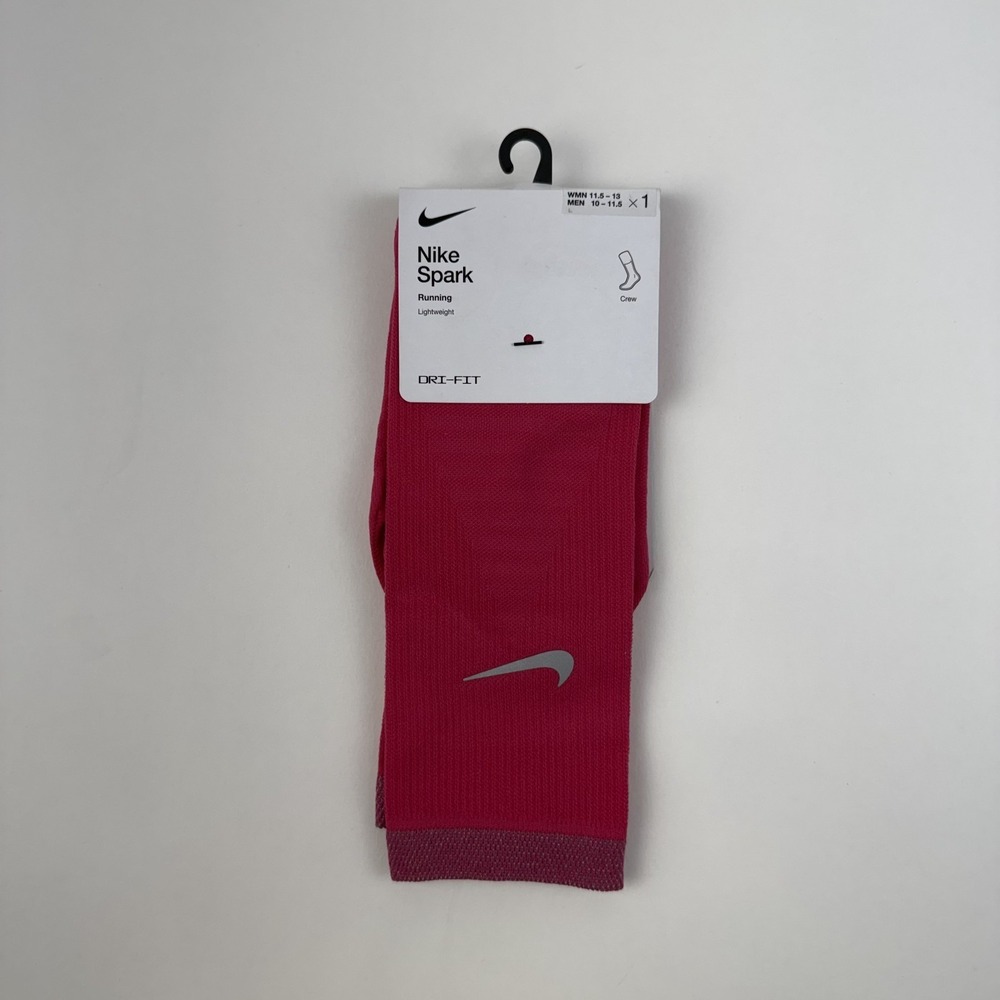 New Womens Nike Spark Lightweight Pink Running Crew Socks Size 11.5-13